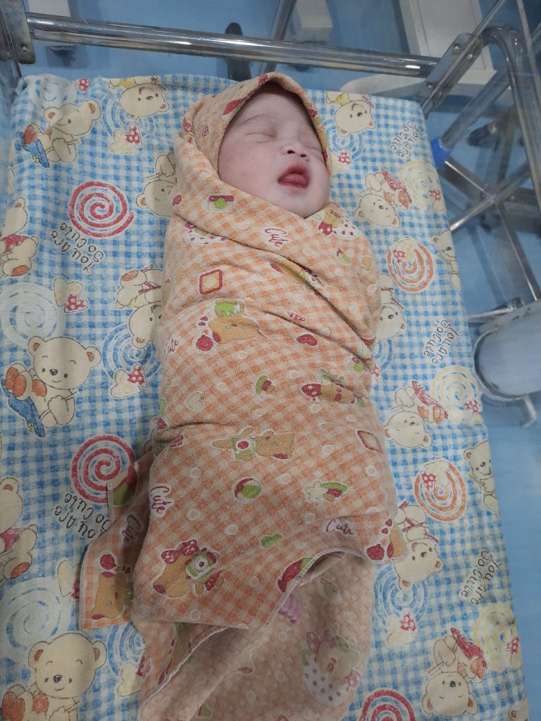 The baby delivered safely